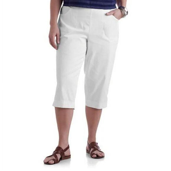 Karen Scott Petites Woven Capris  Brite white, 12 Pettite - Picture 1 of 7